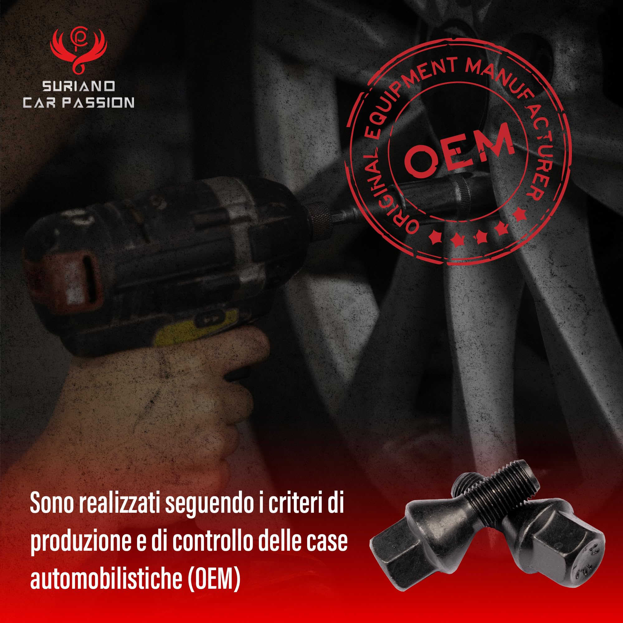 Kit 20 bulloni ruota neri Compatibili con Jeep Renegade dal 2014 e Compass solo dal 5/2020 in poi ruote cerchi in acciaio e in lega Farad