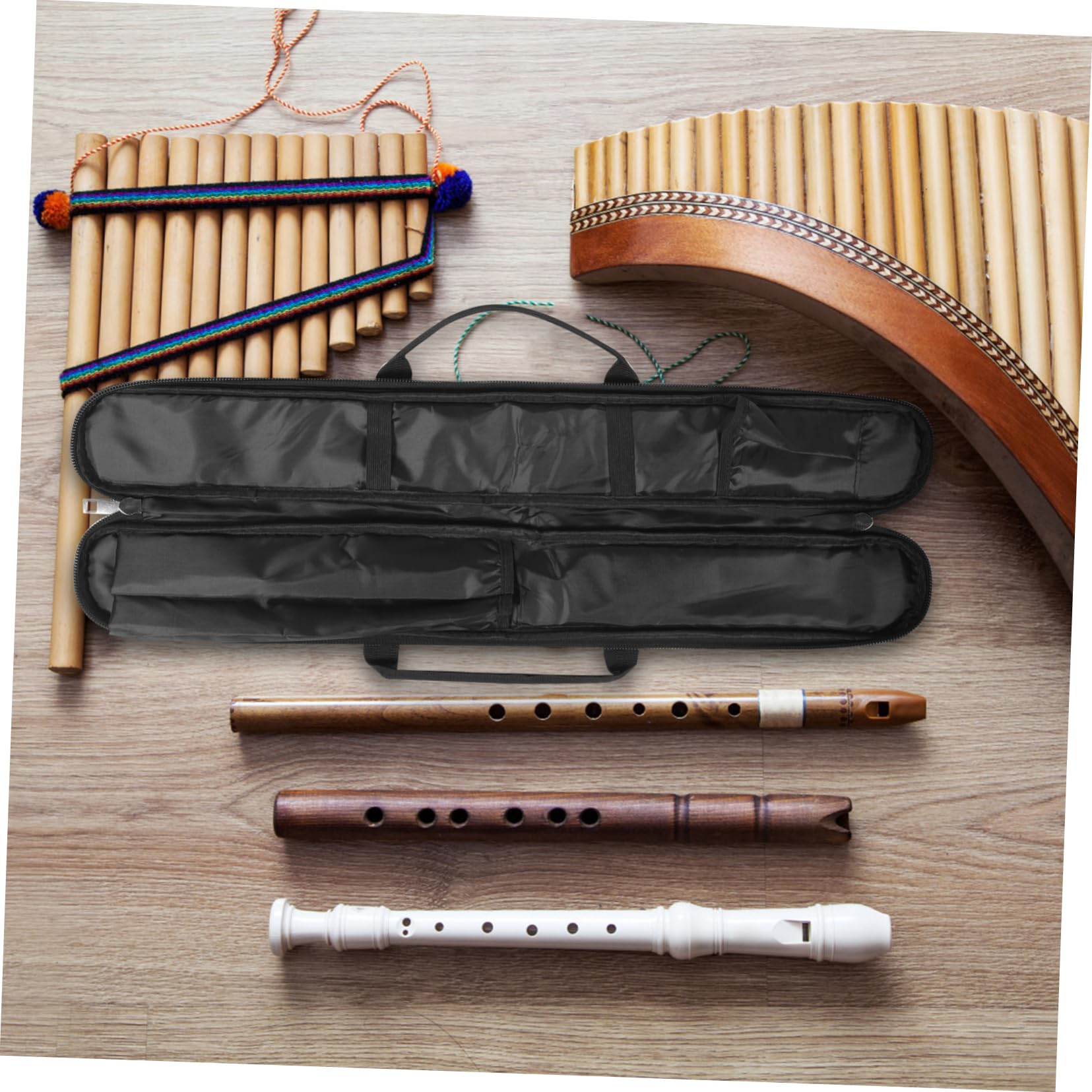 CORHAD Flute Carrying Pouch Bamboo Flute Storage Bag Compact Lightweight Zipper Closure for Travel