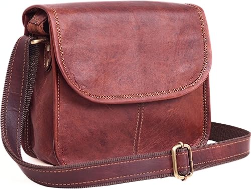 9" Small Leather Crossbody Bags for Women Genuine Brown Leather Purse, Cute Shoulder Handbag, Vintage Cross Body Mini Bag