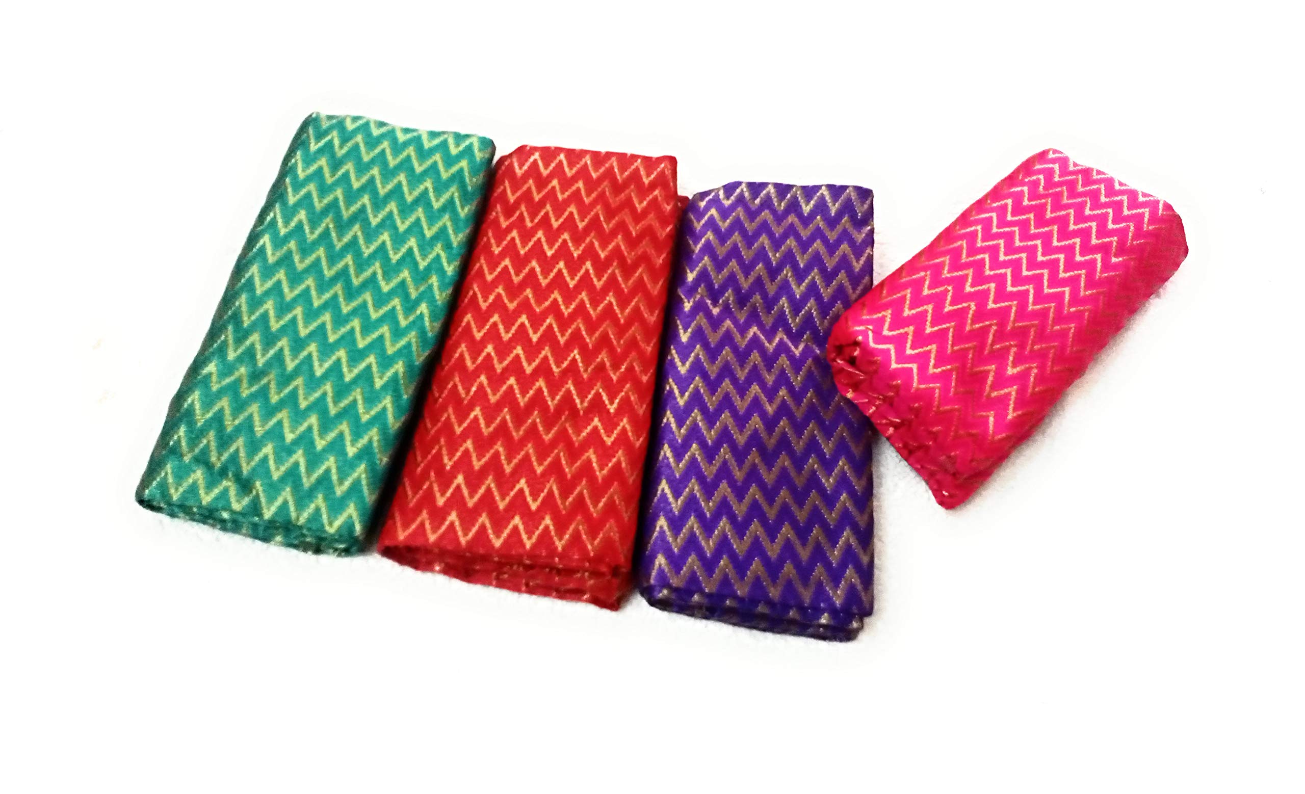 Cotton Blend Multi-colors Unstitched Fancy Blouse Materials 0.9 Meters Each.(Pack of 4 Pieces) - E101