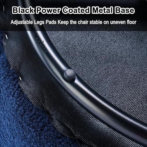 Miniatura 7 de HomVent Silla giratoria con tapizado de peluche, silla redonda con base de metal, sillón giratorio de 360 grados, sillón tapizado para ocio, sala de