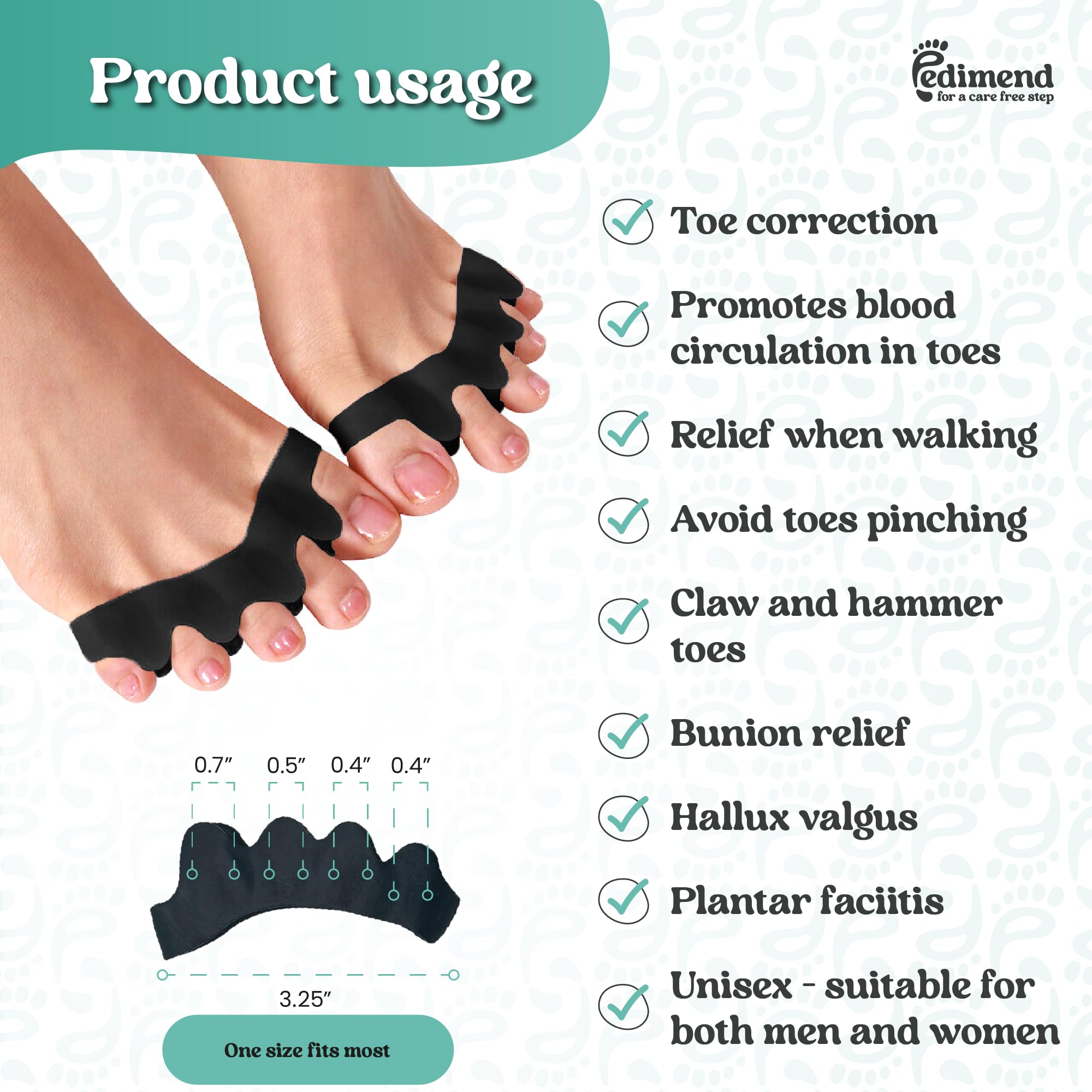 PEDIMEND Toe separator, Toe spacers, Gel Toe Separators, Bunion Correctors - Image 3