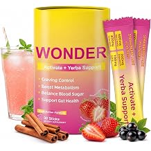 Cutting Drink Mix with Berberine, Chromium, Yerba Mate, FOS and 5-HTP | Supports Satiety Signaling, Daily Energy & Gut Health | Strawberry Acai, 30 Sticks