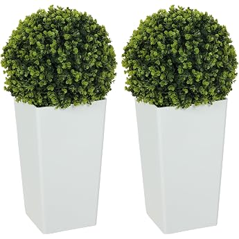 HOMCOM Set of 2 Artificial Eucalyptus Balls 65 cm Artificial Plant in Pot