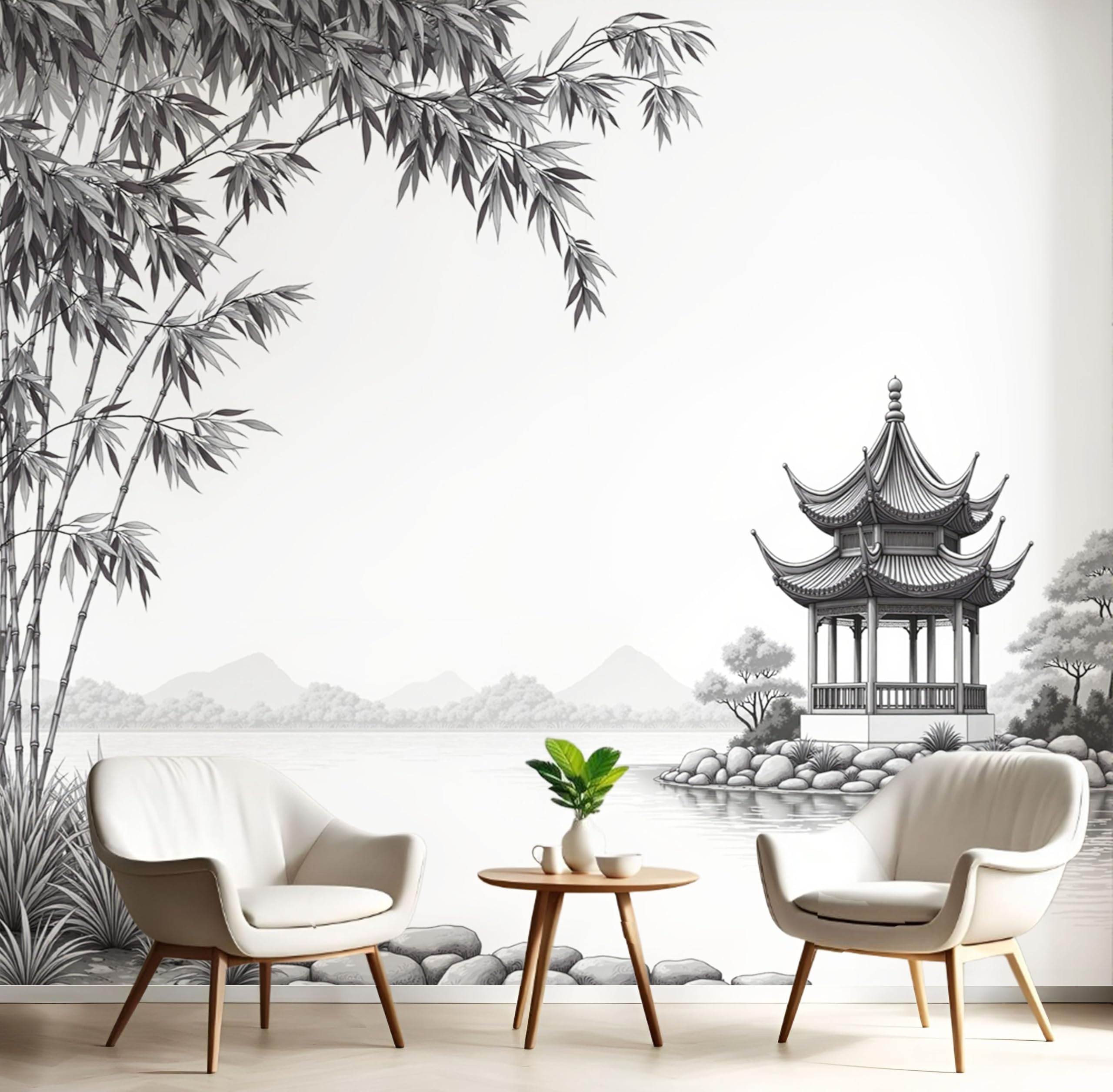 Papier peint panoramique salon style chinois pour une ambiance zen