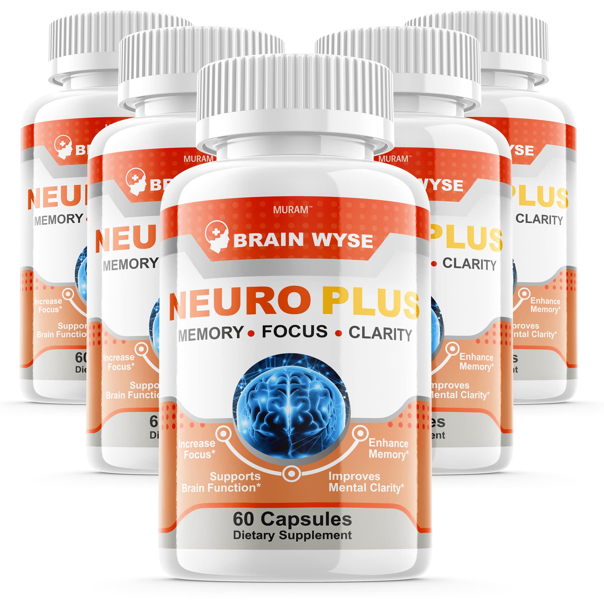 (5 Pack) Neuro Plus Pills, Original Neuro Plus Brain and Focus Supplement, Neuroplus Smart Pill, Mem