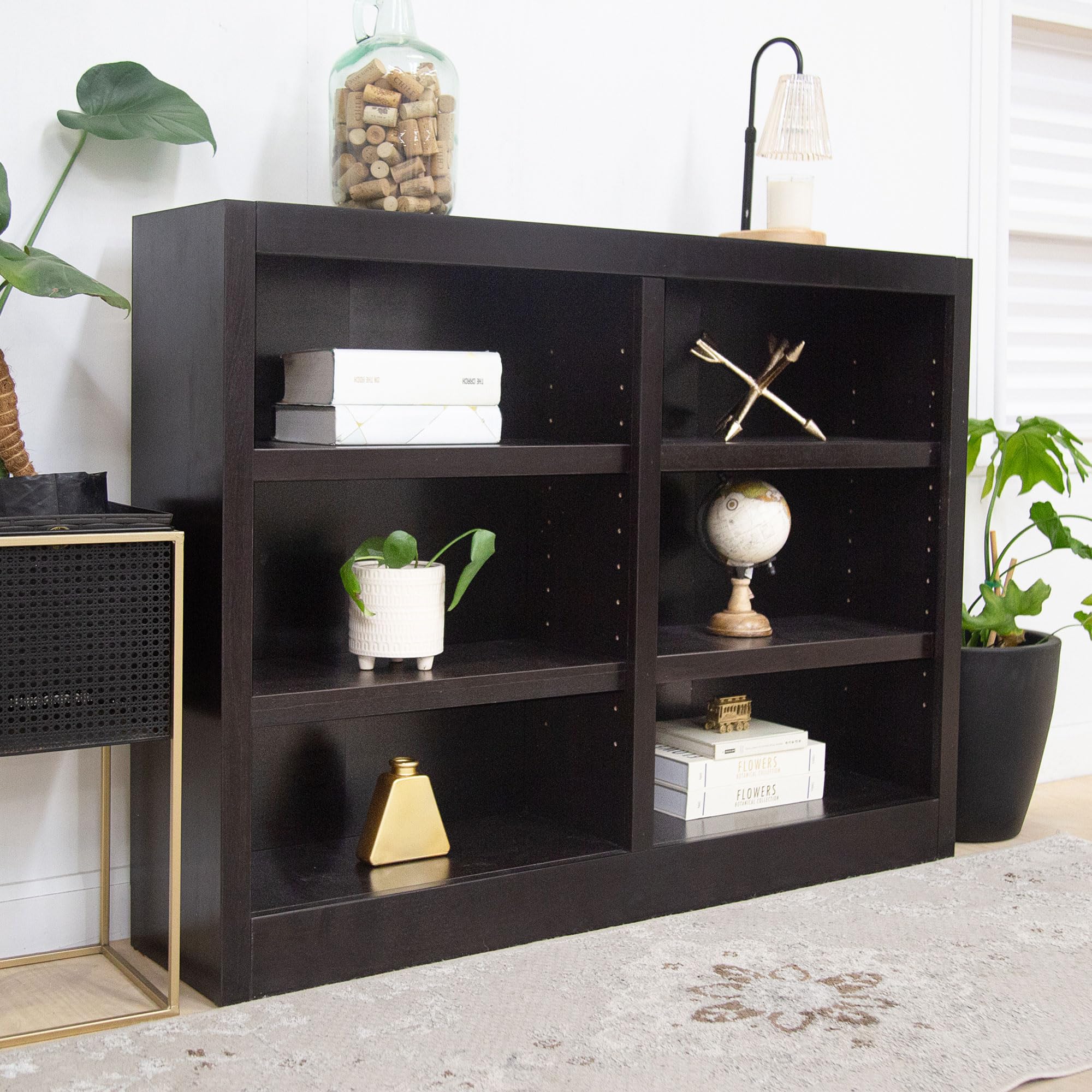 黒い木製シェルフ 6段　美品　2個あり Amazon.com: Concepts in Wood MI4836 6 Shelf Double Wide Wood