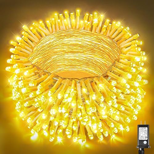 Guirnalda de 300 luces LED para interiores y exteriores, luces de Navidad extra largas de 99 pies, cable transparente impermeable, 8 modos de