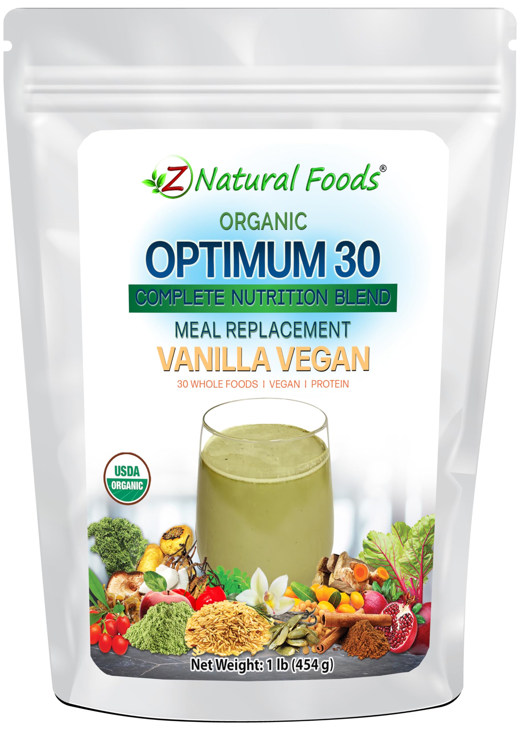 Z Natural Foods Optimum 30 Organic Vegan Meal Replacement Powder - Vanilla