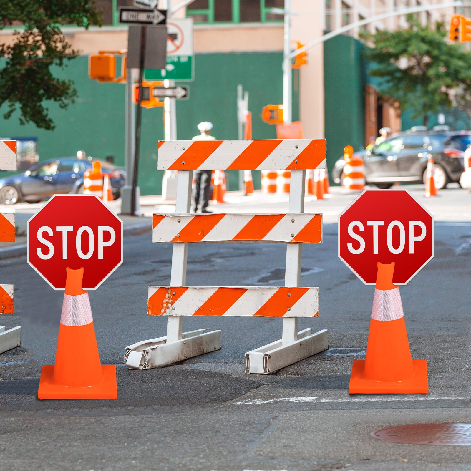 Geetery 3 Pcs Stop Sign 12x12", Durable PVC Traffic Warning for Cone — Amazon image 7