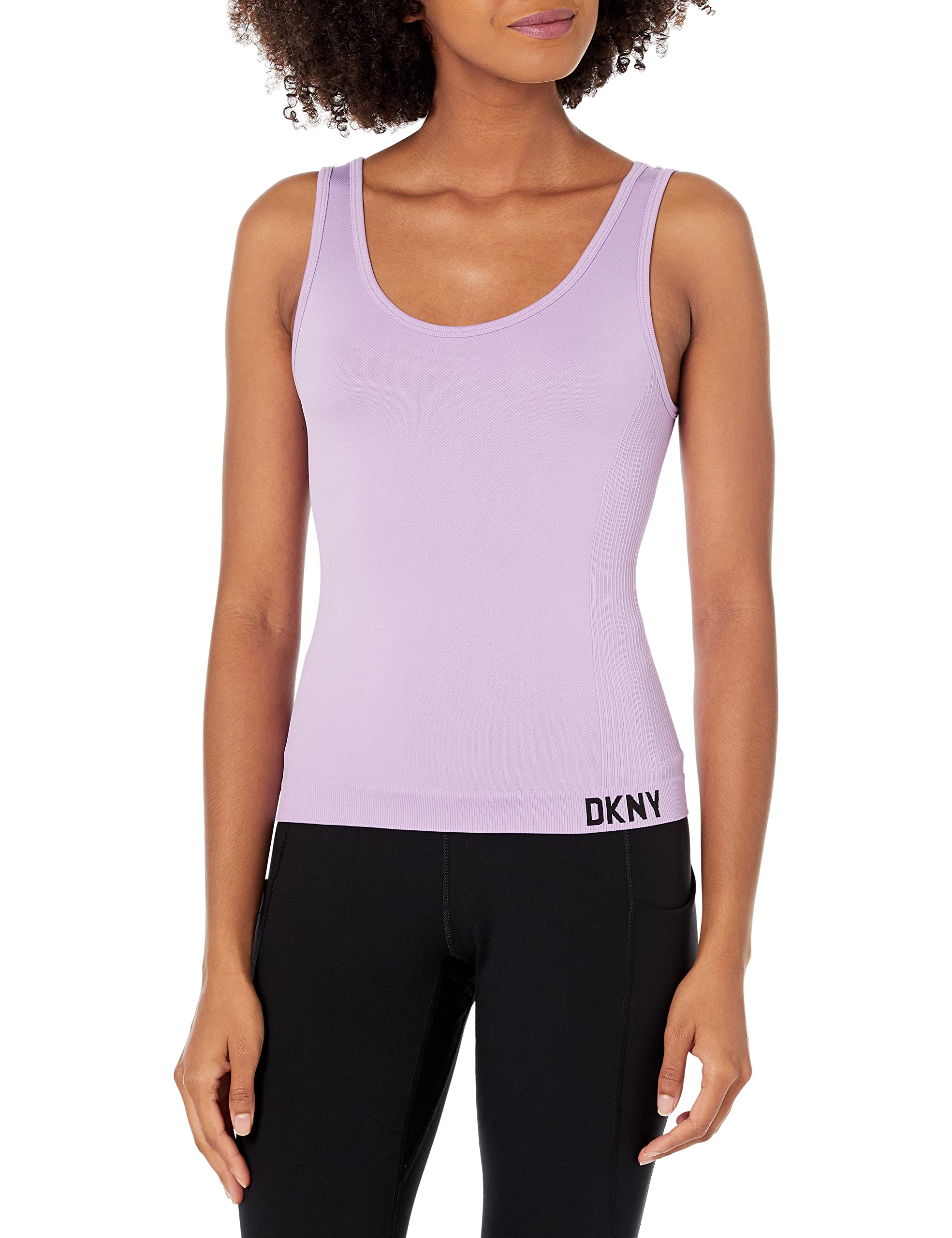 DKNY Sport Women's Twill Senza Cuciture Scoop Neck Tank Top, Opaco Donna