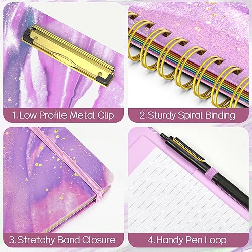 Miniatura 6 de Sooez Folio portapapeles con bloc de notas recargable, carpeta portapapeles con 10 bolsillos de almacenamiento para tamaño carta, cuaderno