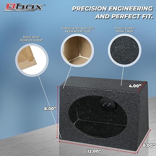 Vista 12 de Atrend Bbox Quad - Caja de altavoces sellados descargados de 6 x 9 pulgadas, carcasa en ángulo MDF premium para cuatro altavoces de 6 x 9 con cables