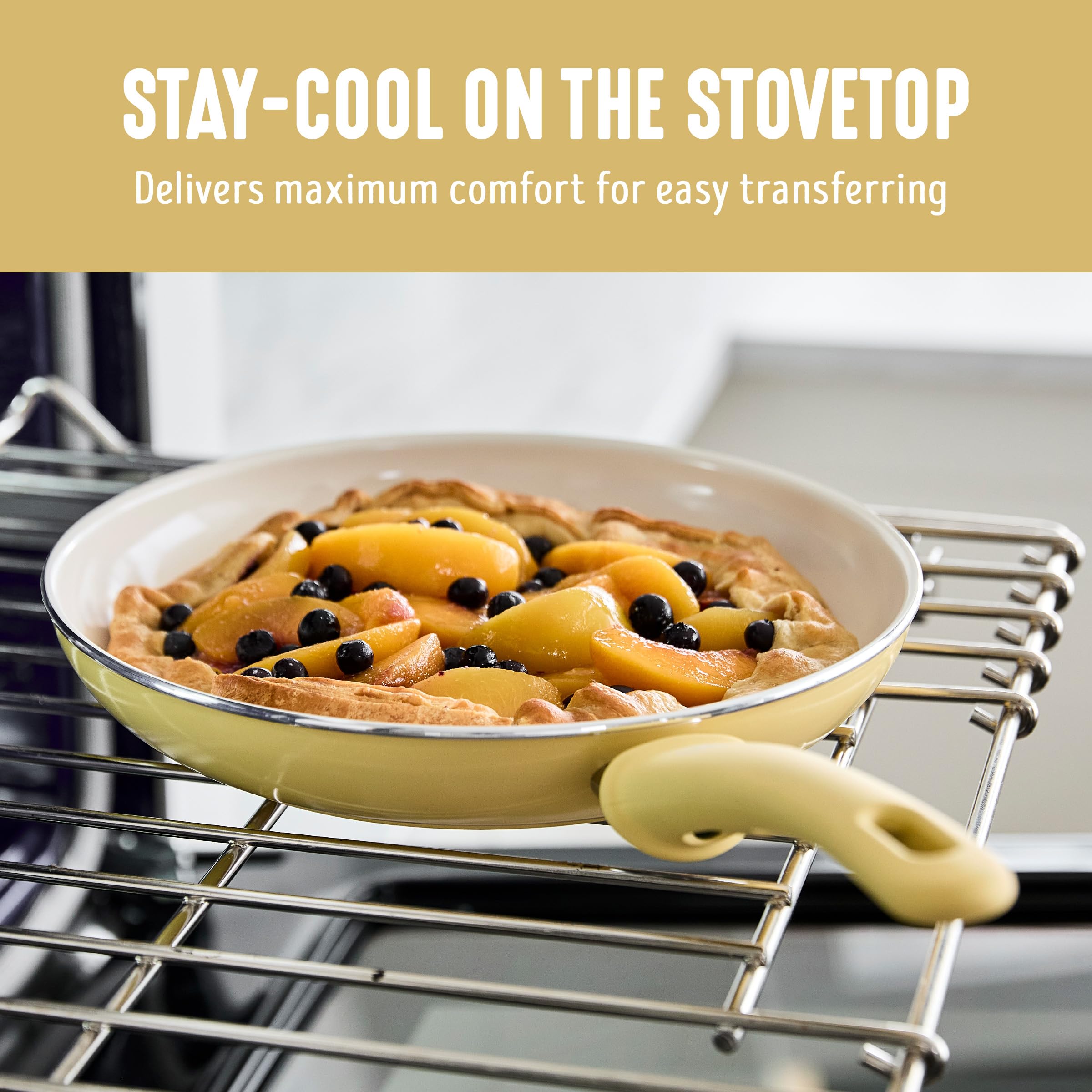 GreenLife 16 Piece Nonstick Cookware Set, Soft Grip Non-Toxic PFAS-Free Ceramic Pots & Pans, Dishwasher & Oven Safe, Frying, Sauce, Saute, Utensils, Glass Lids, Stay-Cool Handles, Wobble Free, Yellow: 16 Piece Cookware Set Yellow