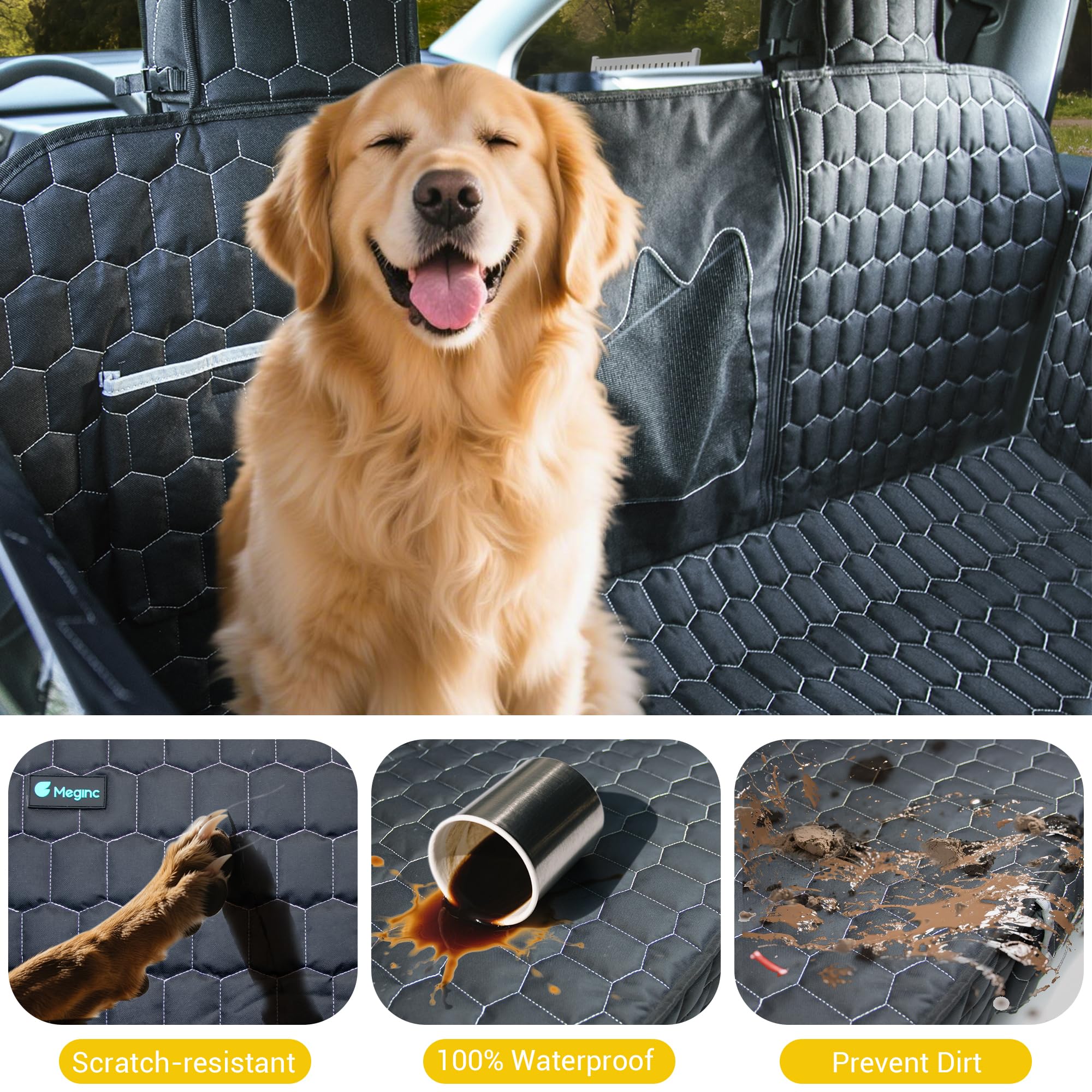 Amazon.co.jp: Meginc 犬のカーシートカバー 後部座席用 犬のカー