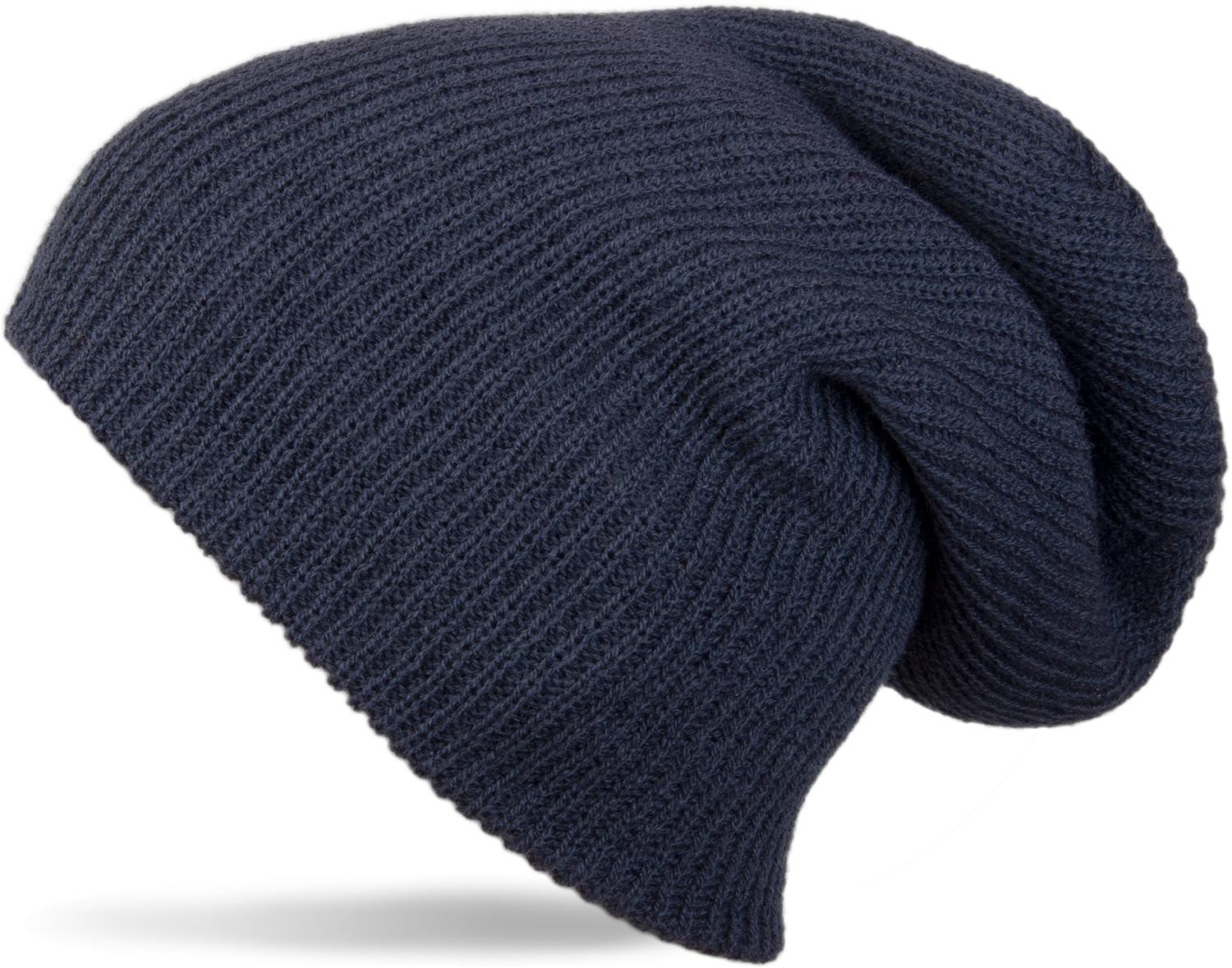styleBREAKER Beanie, Slouch, Long Knit Beanie, Double Knit, Warm, Unisex 04024004, Colour:Dark Blue