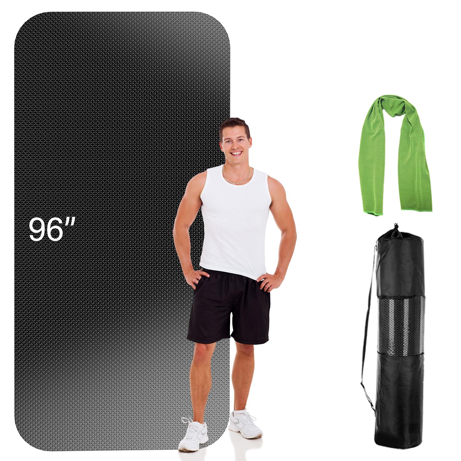 Tappetino da esercizio extra large – 244 x 76 x 0,6 cm, antiscivolo, ultra resistente, tappetino da palestra spesso per pilates, aerobica, tappetino da yoga, tappetino da palestra ad alta densità