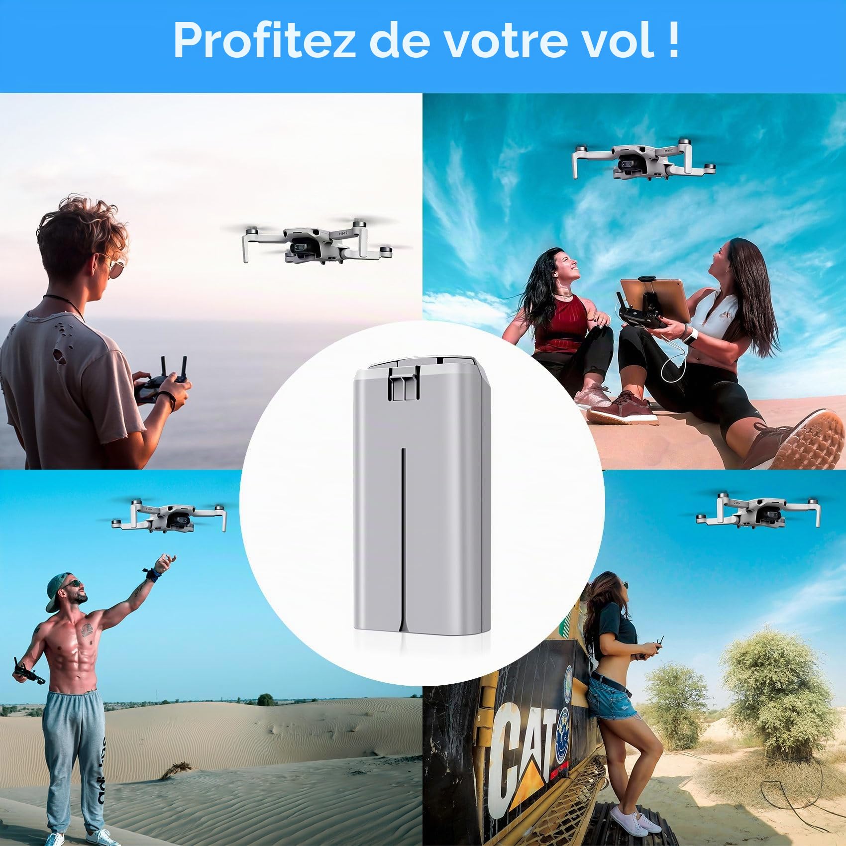 Mini 2 Series Batterie 2 pièces 7.7V 2400mAh Batterie de vol Intelligente (31 Minutes d'autonomie maximale) Entièrement Compatible avec Les Drones DJI Mini 4K/2/2 SE/SE