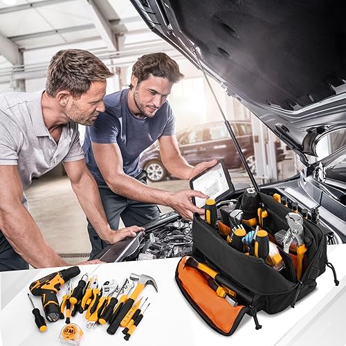 Miniatura 7 de MOZETO Bolsa de herramientas de 12 pulgadas, resistente al agua, pequeña bolsa de herramientas táctica, bolsas de herramientas con asa duradera para