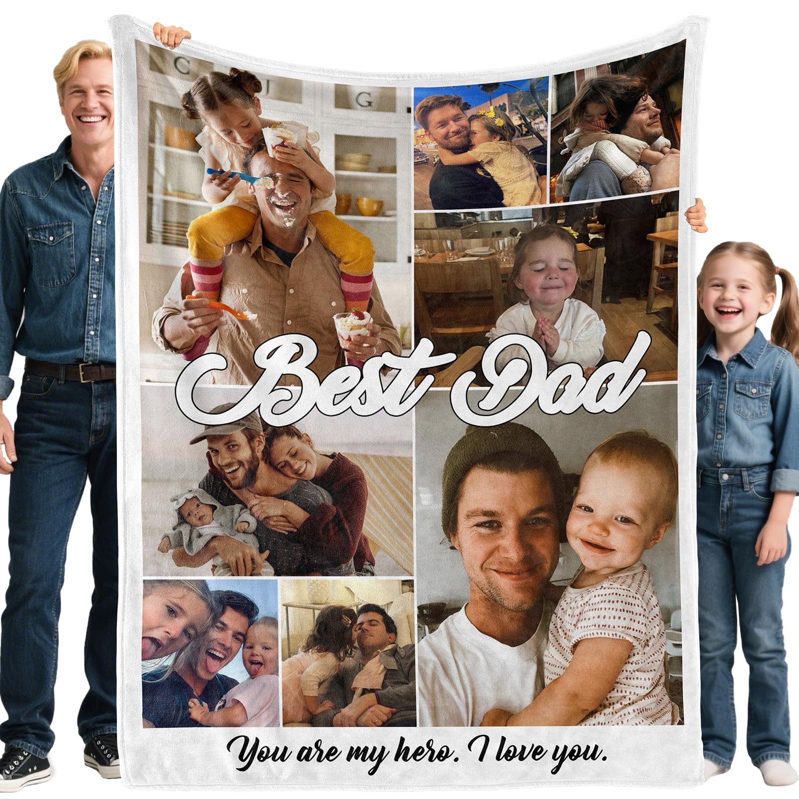 Bemaystar Gifts for Fathers day - Personalised Blanket, Personalised Gifts, Dad Gifts, Photo Gifts, Custom Blanket, Gifts for Dad from Daughter Son, Gifts for Fathers Day, Christmas, Birthday — image 1