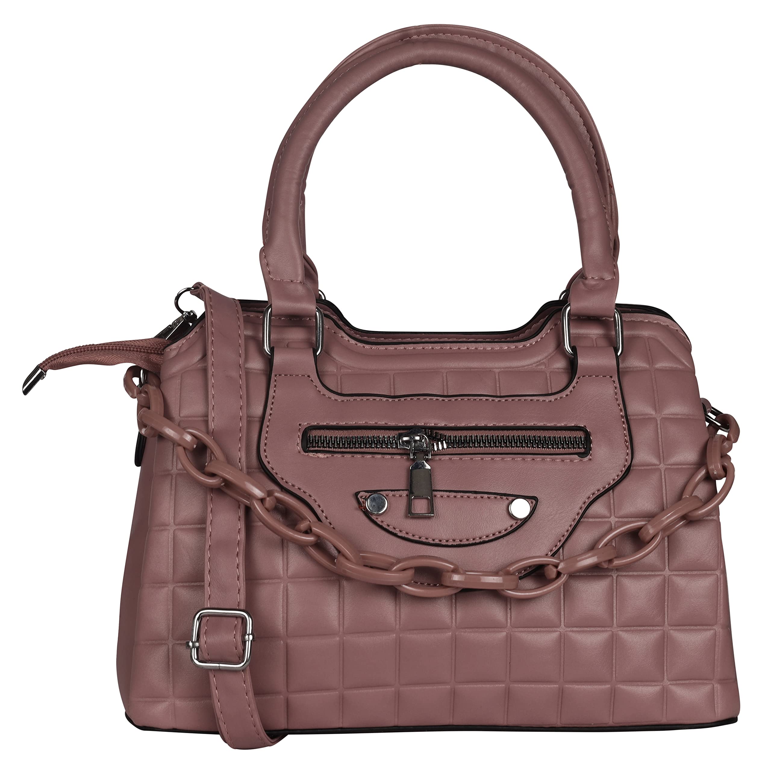 DivineChy - Women's Checked PU Leather Satchel Bag| Ladies Purse Handbag Tote Bag Shoulder Crossbody | Girl's Office College Shoulder Bag Black