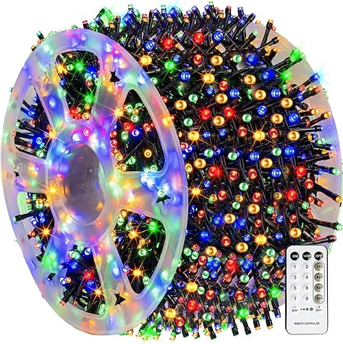 Miniatura 31 de Dazzle Bright - Cadena de luces de Navidad que cambian de color, 66 pies, 200 luces LED RGB con control remoto y temporizador, luces de hadas para