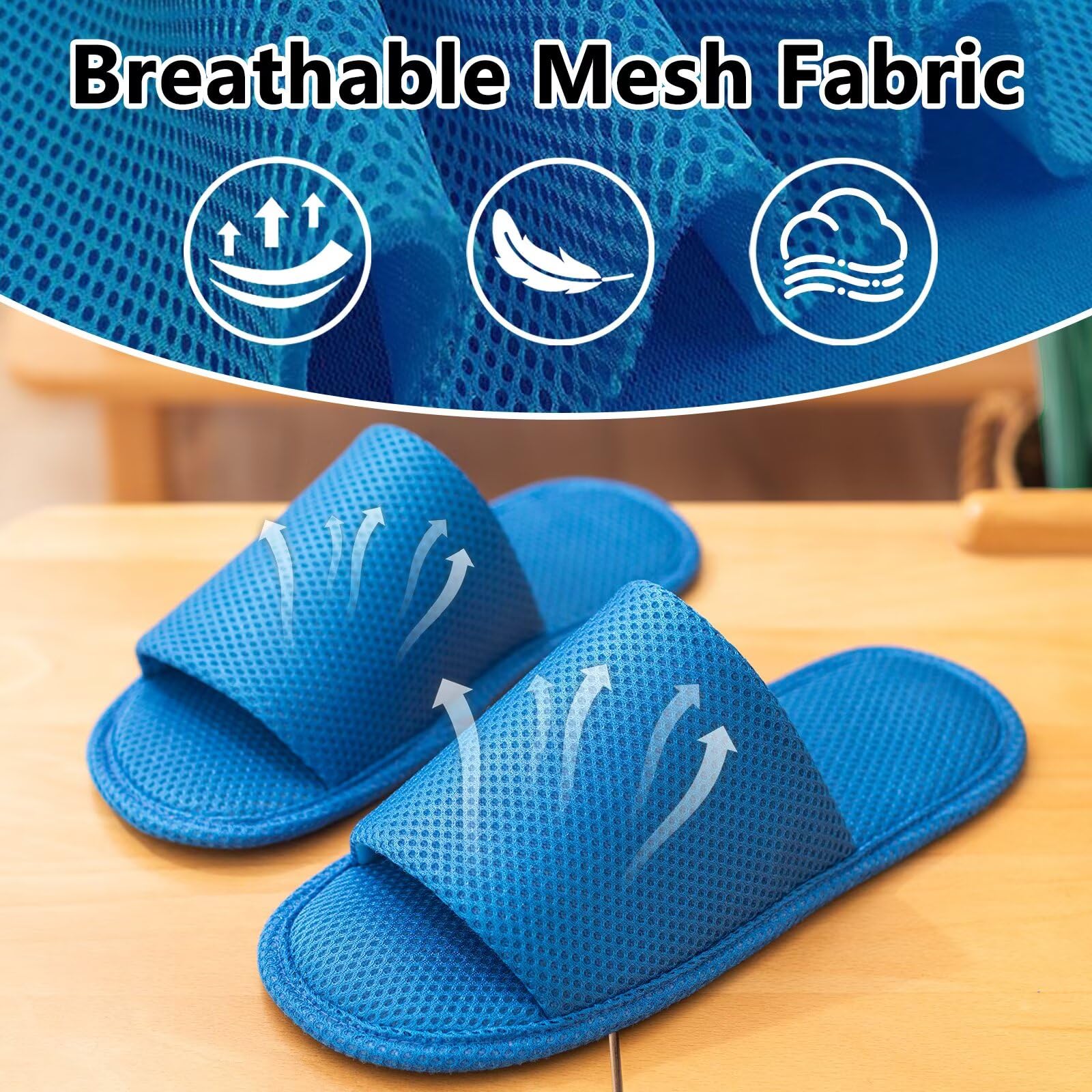 Chaussons Invités Lavable en Machine Hôtel Léger Antidérapant Pantoufles pour Maisons, Spa, Voyages, Fête