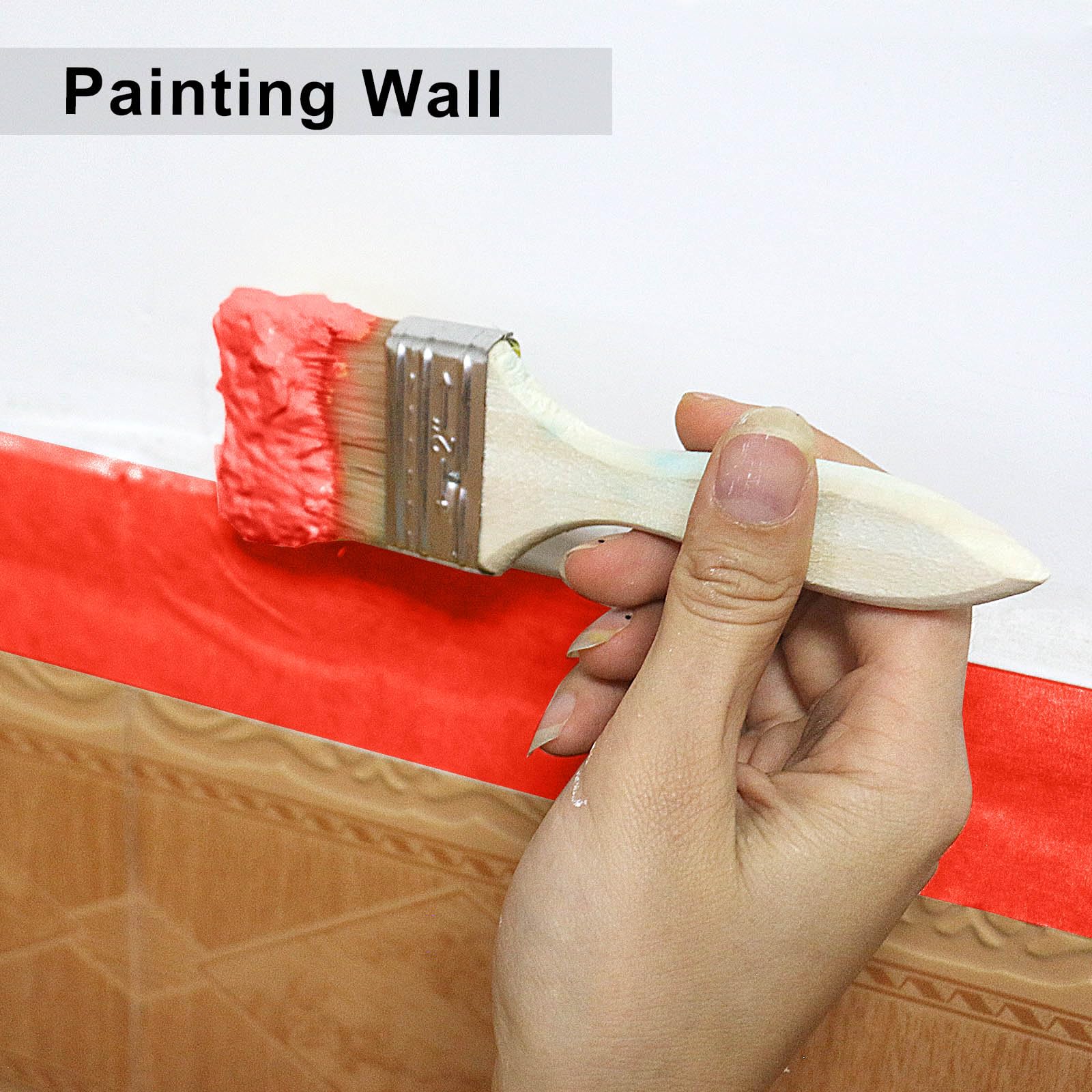 BOMEI PACK 5 rotoli di nastro adesivo per pittori, larghezza 5,1 cm x 50,1 m, nastro coprente per pittura, etichettatura, fai da te, decorazioni e progetti scolastici (rosso)
