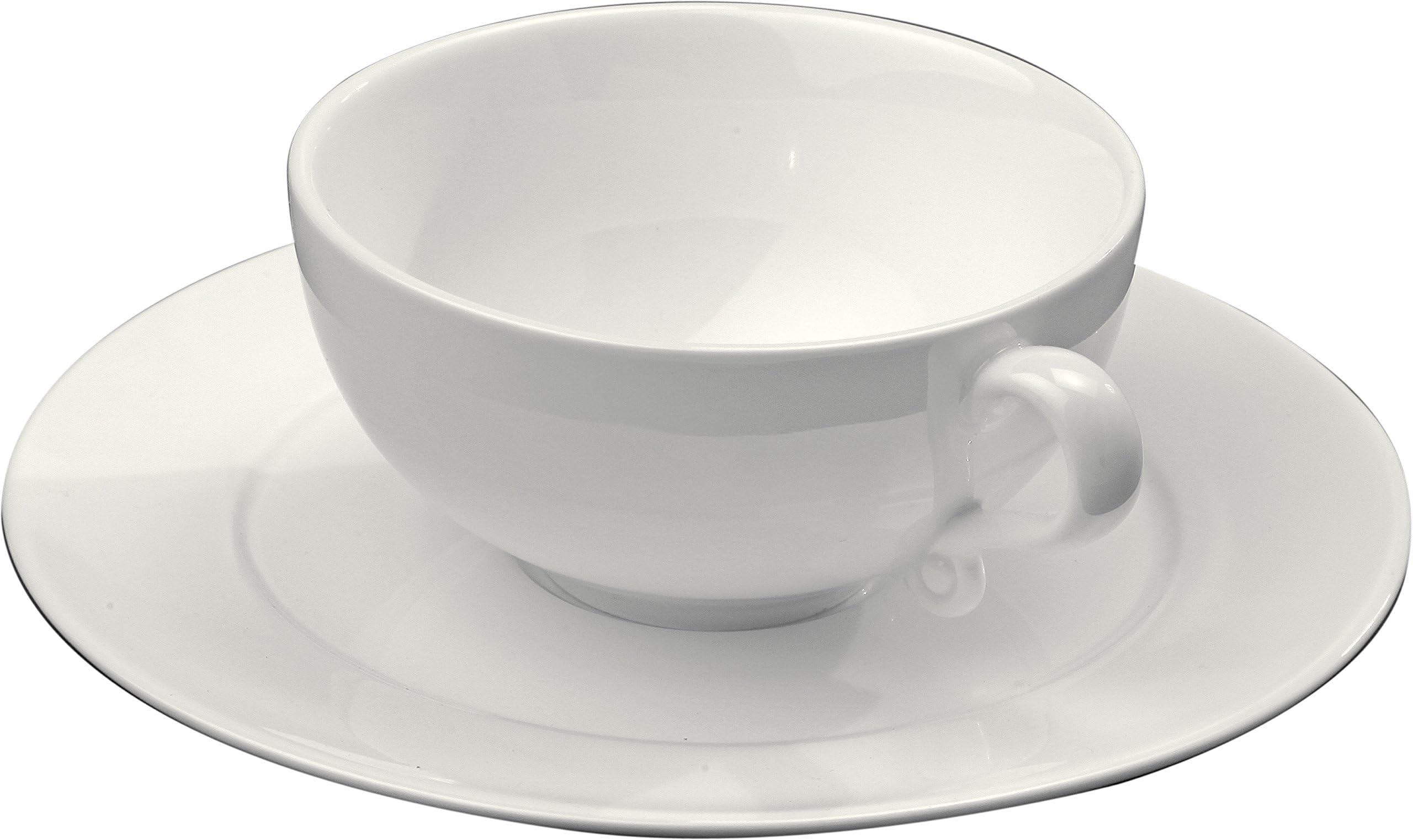 Deagourmet 163, Plots Set of 2 Tea Cups and 2 Saucers in Porcelain White