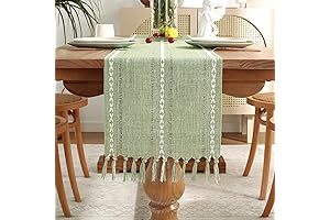 Laolitou Sage Green Table Runner: Woven Elegance for Rustic Charm