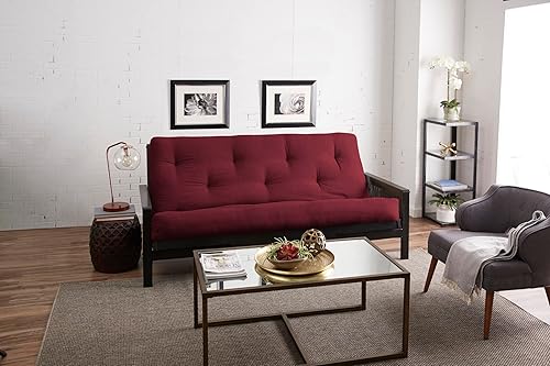 Miniatura 5 de Poly Solid - Colchón de futón completo, 8 pulgadas, color borgoña