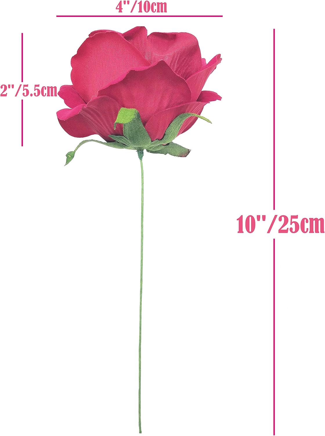 Artificial Flower in Bulk Wholesale 100pcs 10'' Velvet Silk Rose with Wire Stem Real Looking Fake Flower for Wedding Bouquet Bridal Shower Home Décor Flower Wall Hair Flower Hat Trim (Red)