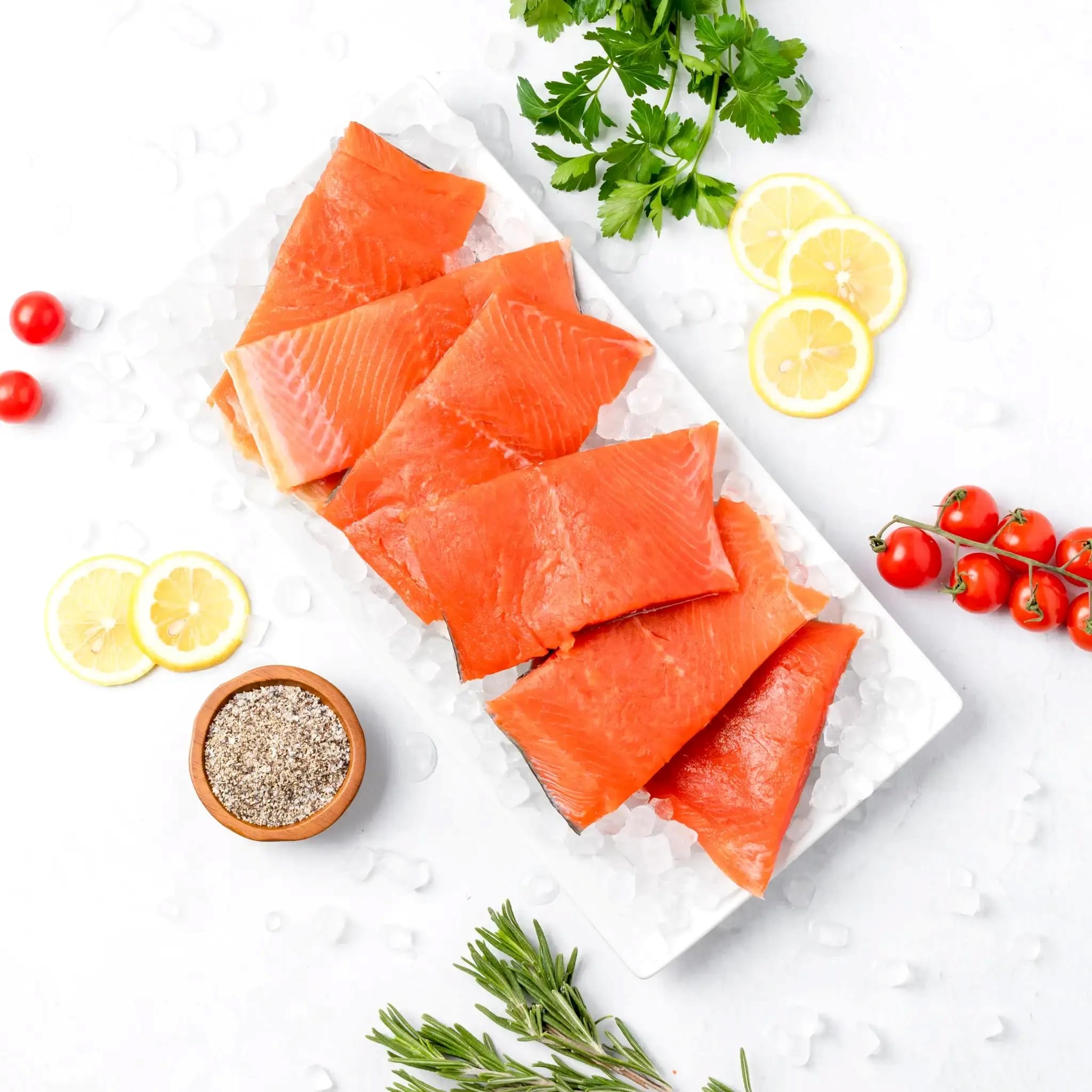 SeaBear Wild Alaskan Coho Salmon Dinner Fillets – 6 oz Portions (6 Fillets), Wild Caught, Frozen Premium Red Salmon