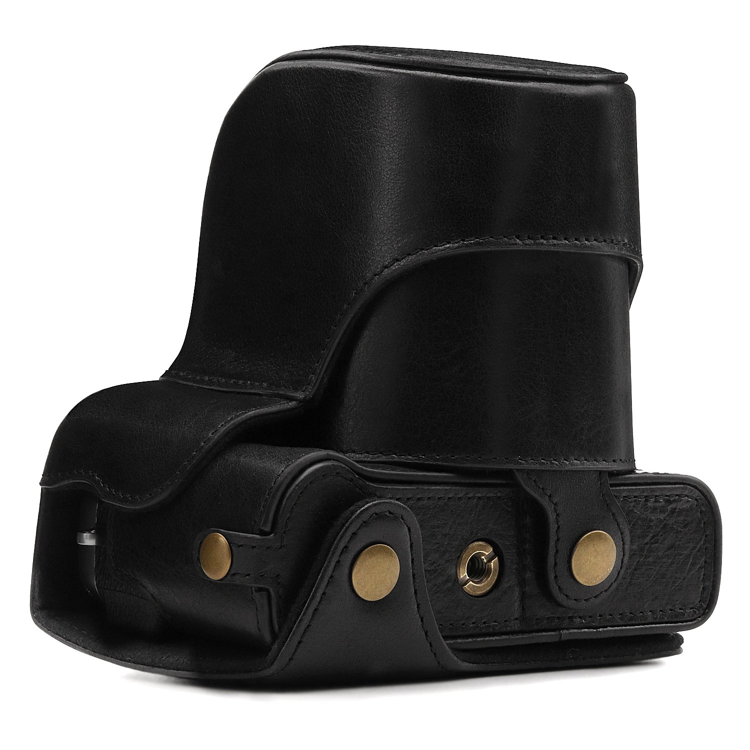 MegaGear Ever Ready Custodia in finta pelle con tracolla per fotocamera Canon PowerShot SX740 HS, SX730 HS, Marrone chiaro