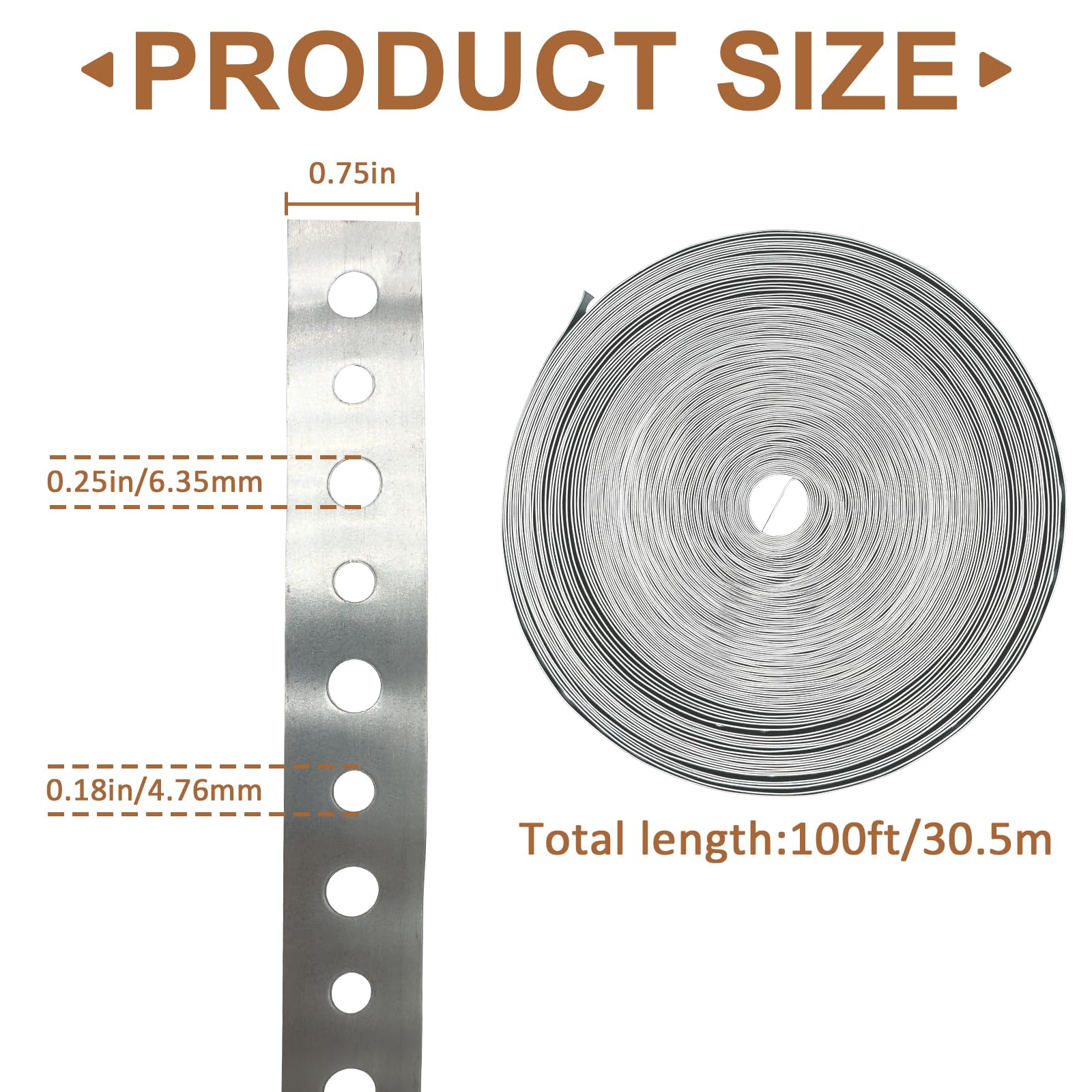 AxiScuplt Galvanized Metal Pipe Strap 3/4-Inch x 100-Feet 24-Gauge for Pipe  Support Hanging and Flexible Trimming with Holes : Buy Online at Best Price  in KSA - Souq is now Amazon.sa: DIY