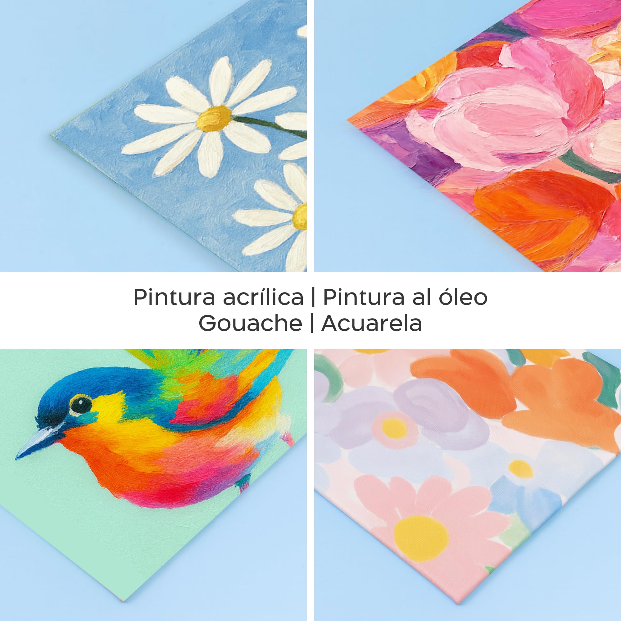 Zenacolor Lienzos Para Pintar 3 Tamaños (Set de 30) - Canvas para pintar 280 g/m² 100% Algodón - Para Pintura Acrílica, Óleo y Gouache