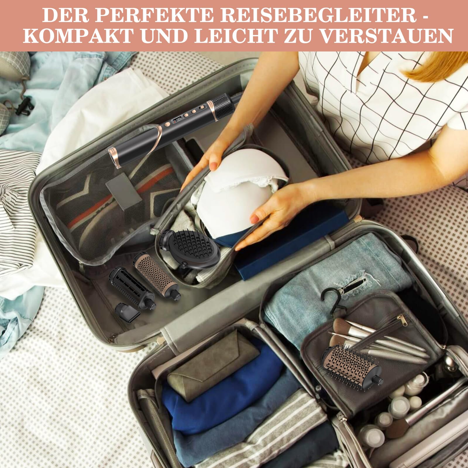 Suszarka do włosów 8 w 1, multistyler AirStyler, 1600 W, urządzenie do stylizacji włosów z silnikiem o prędkości 11 0000 obr./min, z grzebieniem powietrznym, lokówką (lewa i prawa), dyfuzorem, dyszą