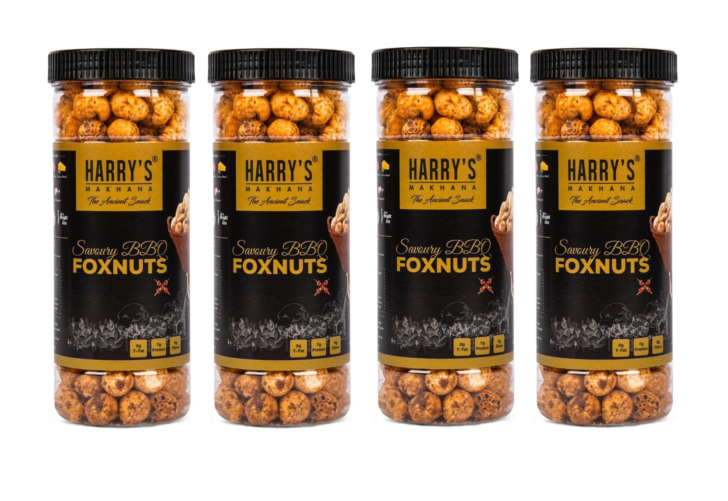 Harrys Makhana BBQ Foxnuts | Lotus Seeds | Phool Makhana - Roasted Fox Nuts | Flavoured Healthy Snacks (Each 70 gm) Pack of 4 (B08F3NGX83) Amazon Price History, Amazon Price Tracker