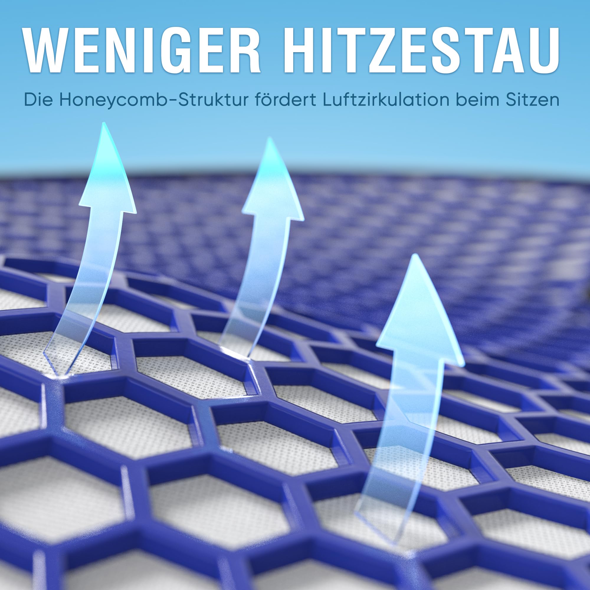 Healthfix Orthopädisches Sitzkissen Bürostuhl, Steißbein Entlastung mit Honeycomb-Layer und Veloursbezug, ergonomisches Sitzkissen für Büro Auto Zuhause, 45 x 36 x 7 cm (Schwarz)