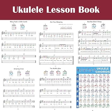 QMG Beginner Ukulele Lesson Book, Suitable for all Levels, Color Coded Notes, 50 Amazing & Popular Songs