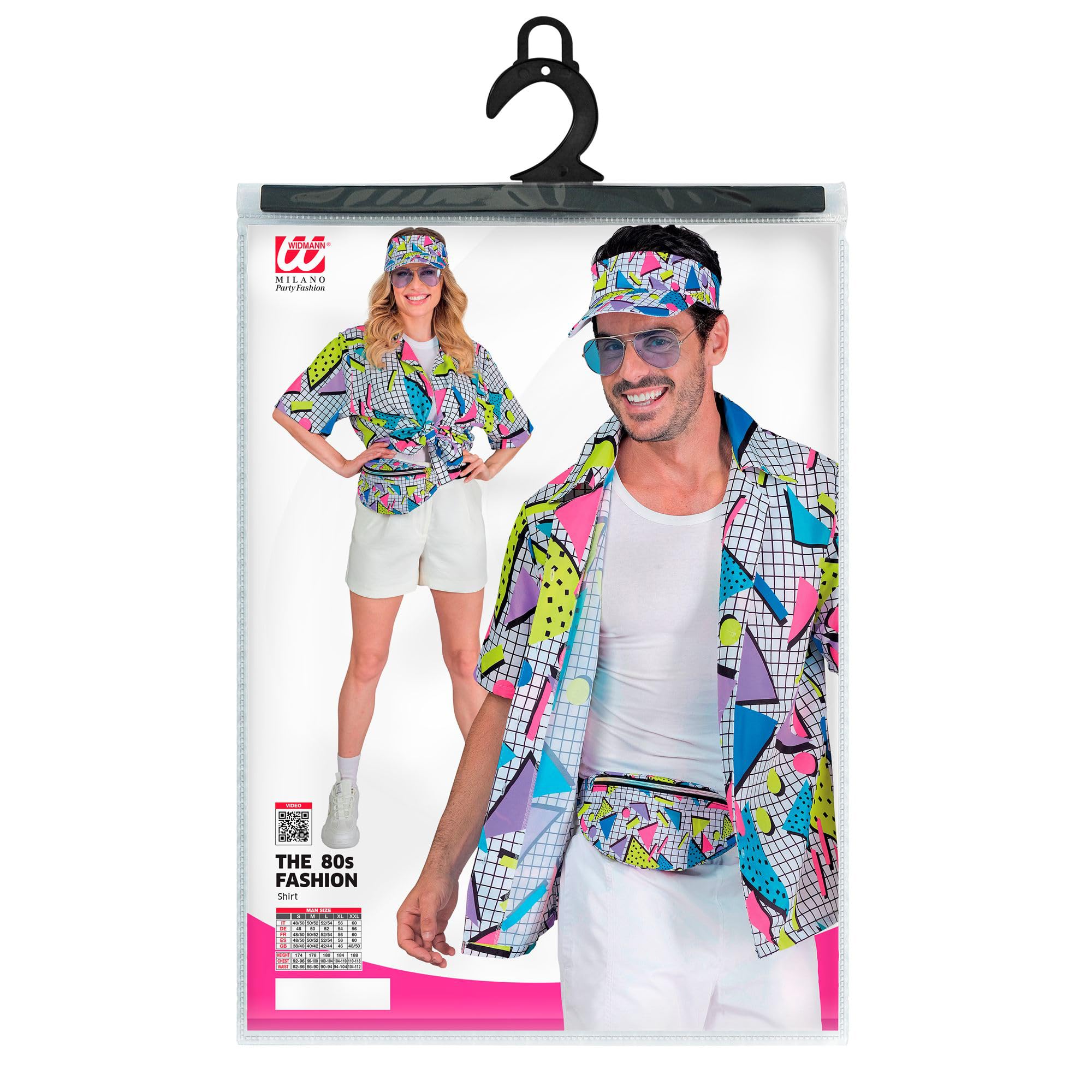W WIDMANN MILANO Party Fashion - Camicia Funky Fashion anni '80, outfit da festa, camicia, top, costumi di Carnevale