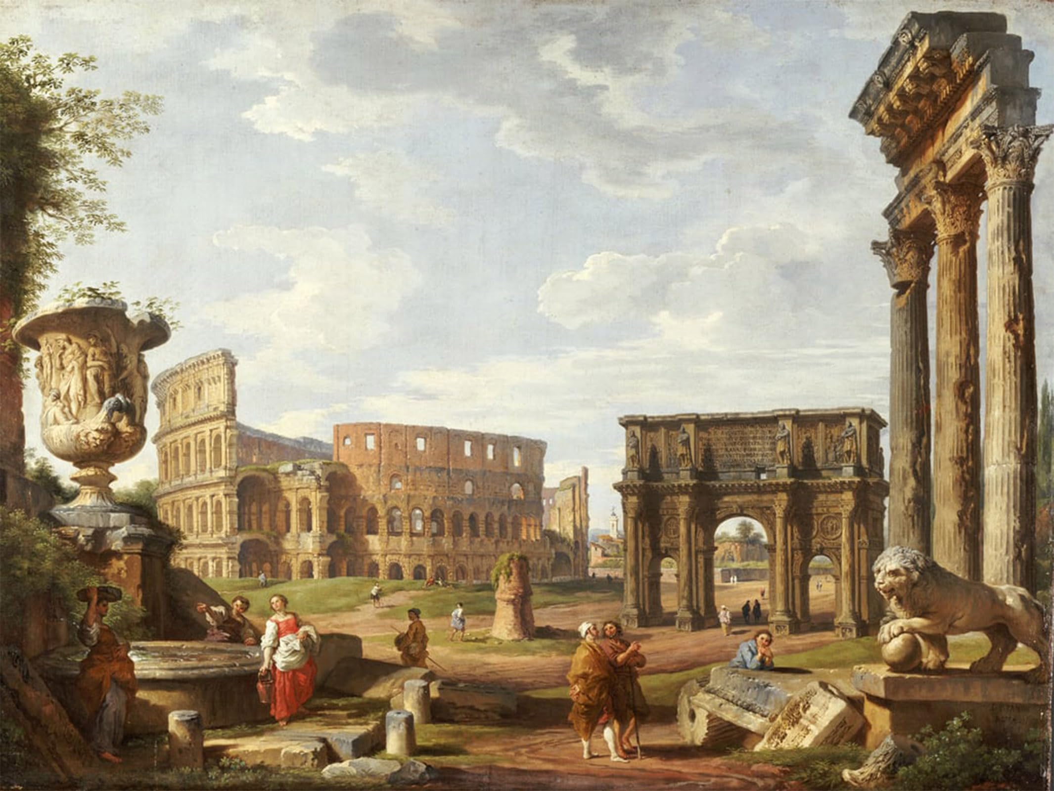 POSTERIIk Famous Modern Artwork Art Mural a Capriiccio View by Paolo Pannini Oil Paintings Pictures for Home Decor 60x90cm