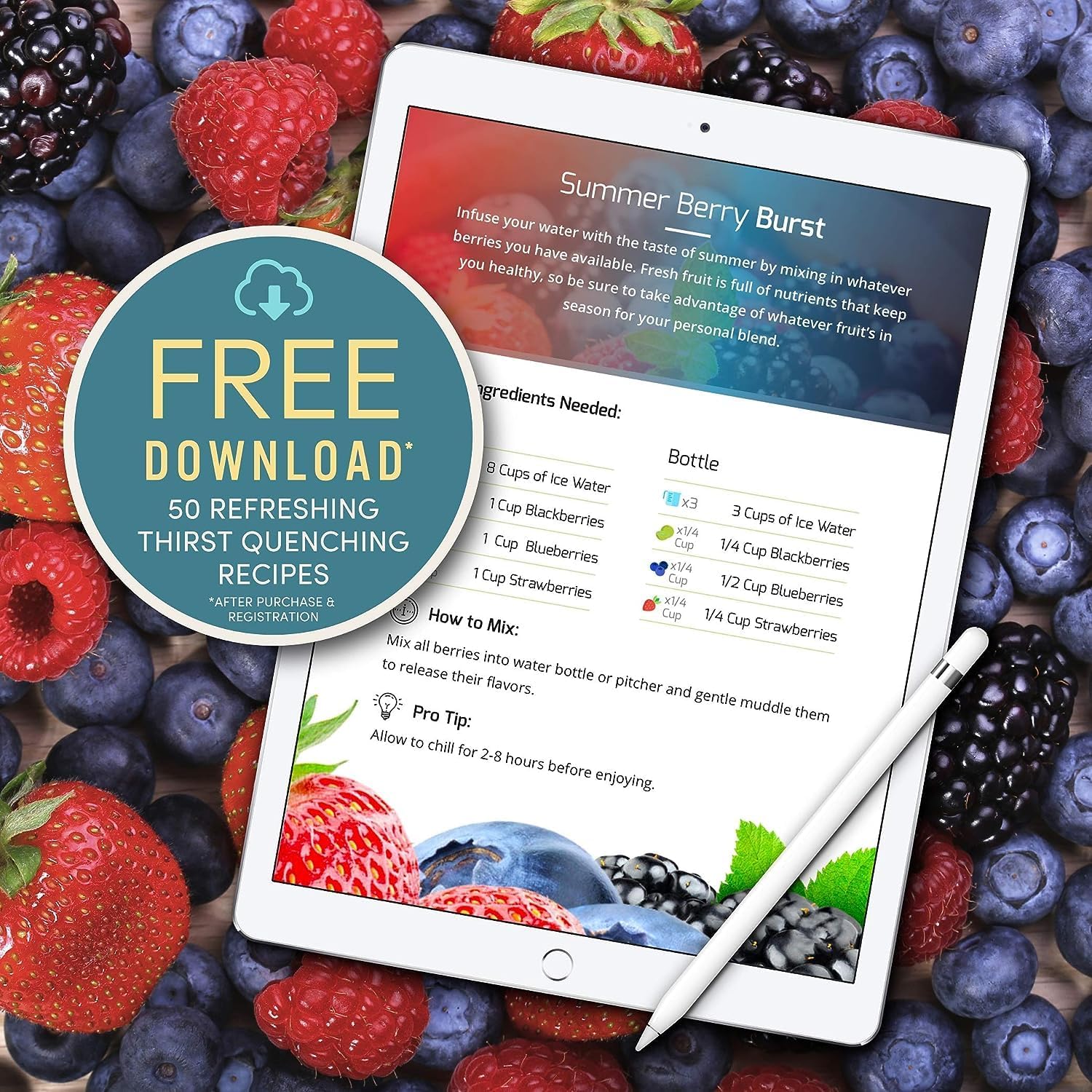 Jarra de agua con infusor de frutas de vidrio, resistente al calor para uso frío/caliente, gran jarra de té helado | Colección Tranquil, 2 cuartos de galón 8