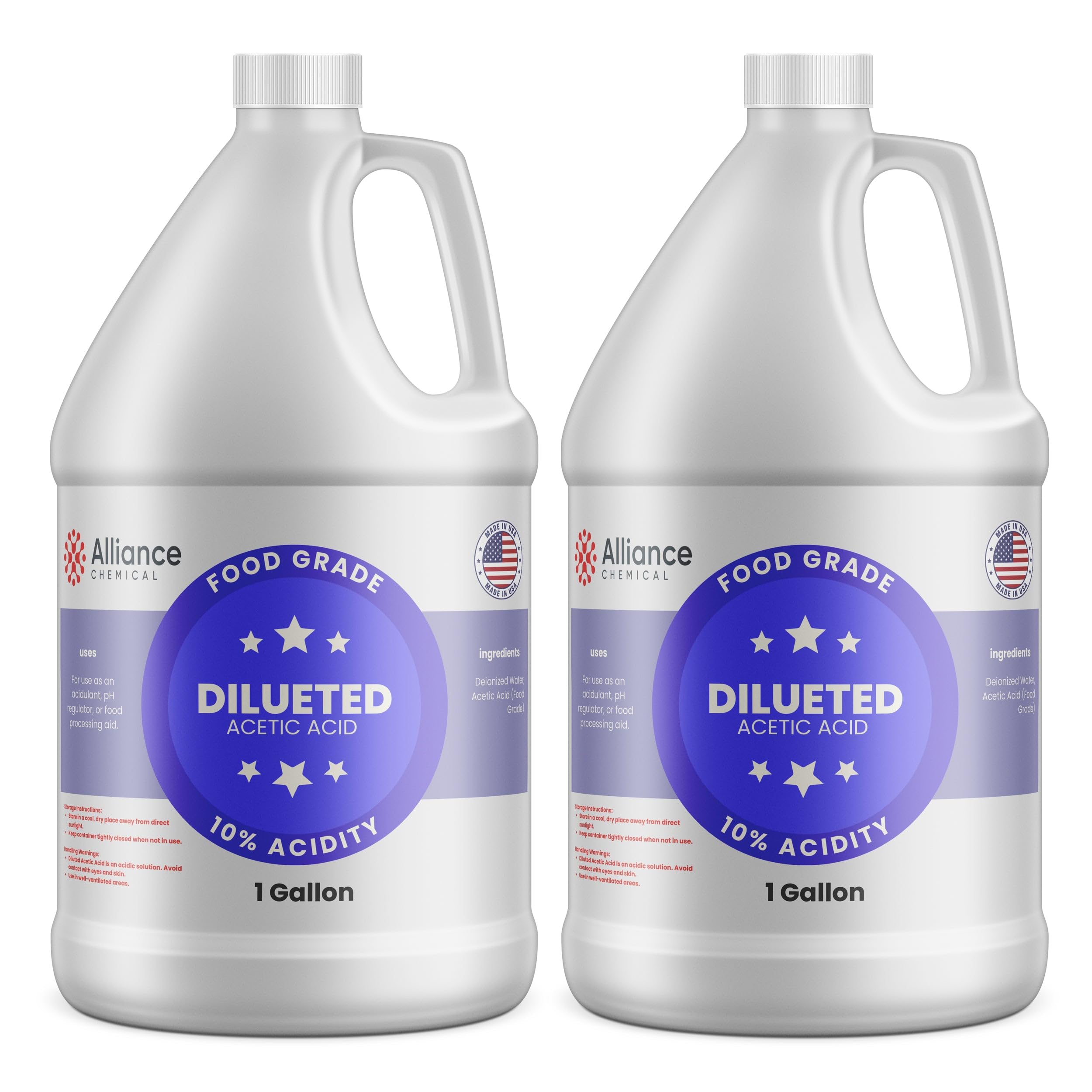 10% Diluted Acetic Acid Food Grade - 2 Gallons – for Industrial Cleaning, pH Adjustment, Metal Surface Treatment, and Chemical Processing