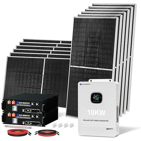 ECO-WORTHY 10KW Output 9.36KWH Off Grid Solar System Complete Kit for Home