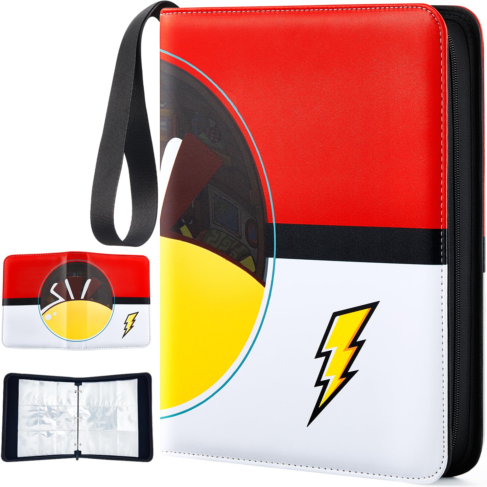 Echify 9-Pocket Trading Card Binder - Premium PU Card Binder with 50 Removable Sleeves Cards Holder Album for 900 Cards Waterproof Card Collection Book Football Game Card Storage Folder for Kids Gifts