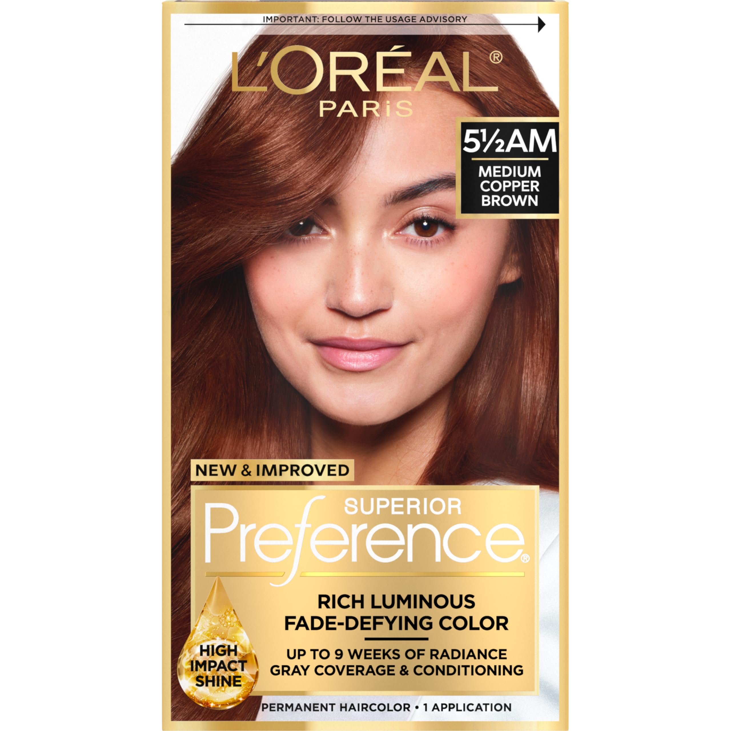 L’Oréal Paris L'Oréal Paris Superior Preference Fade-Defying + Shine Permanent Hair Color, 5.5AM Medium Copper Brown (1 Kit) Hair Dye