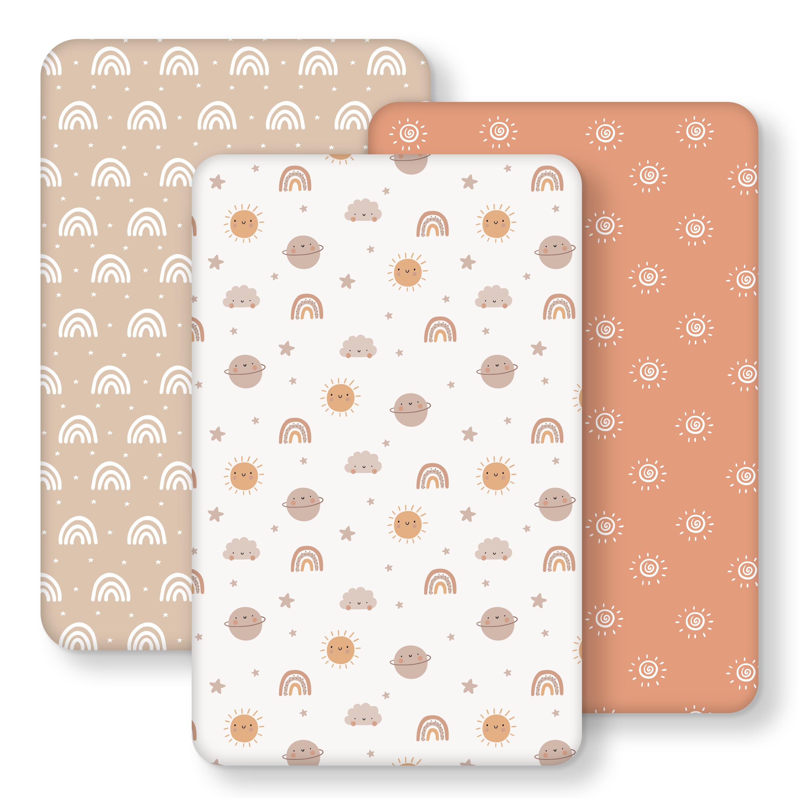 FIEMOL Baby Bedside Bassinet Sheets Fitted, 33”x20” Compatible with Baby Delight Dream On Me & Most Rectangle Bedside Sleeper Bassinet Mattresses,