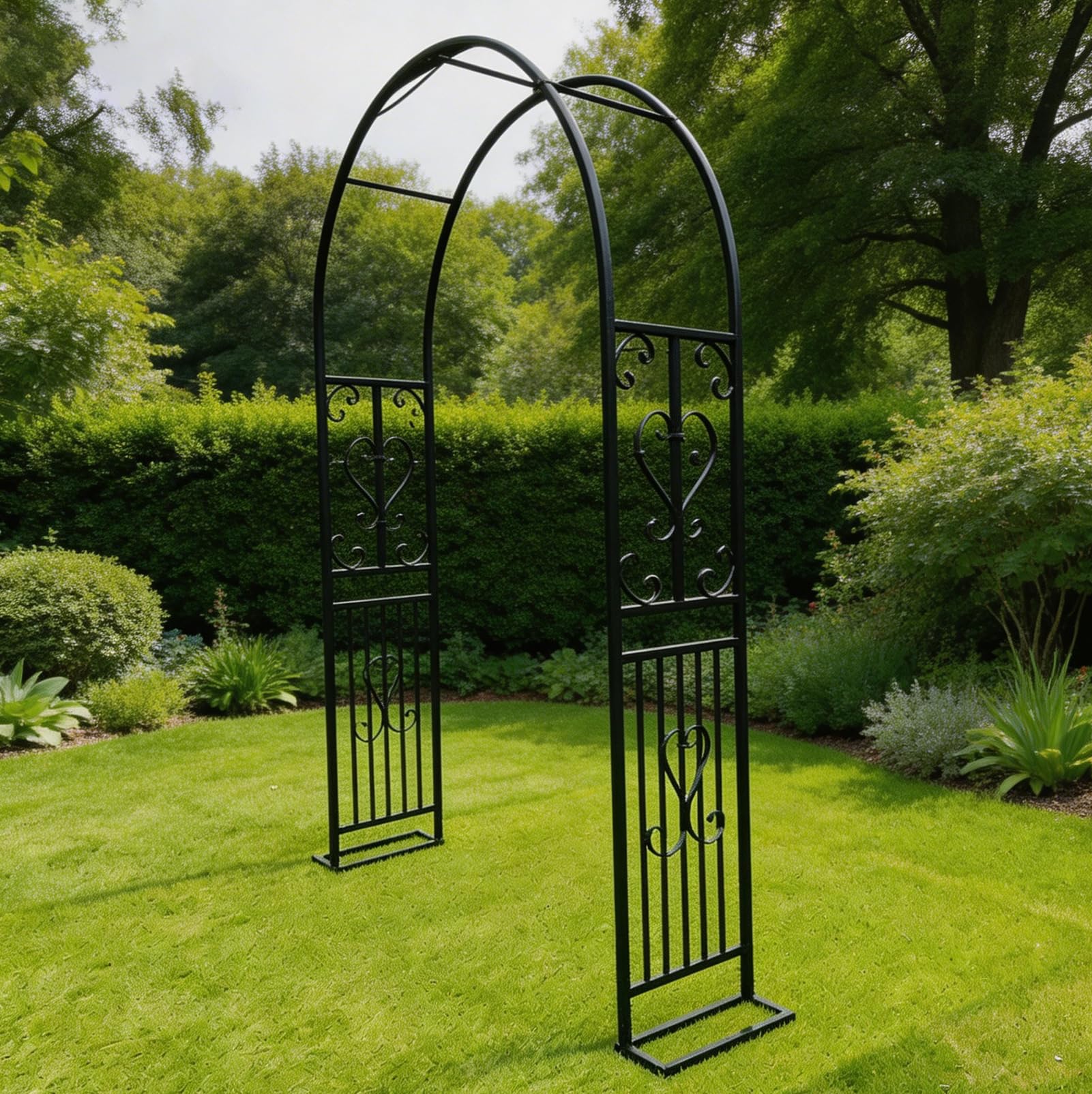 Errtsdb Extra Wide Metal Garden Arch| Heavy Duty Garden Arbour Trellis for Roses & Climbing Plants,Rust Resistant Coating, Weather Resistant,Black/A/140x40x230cm