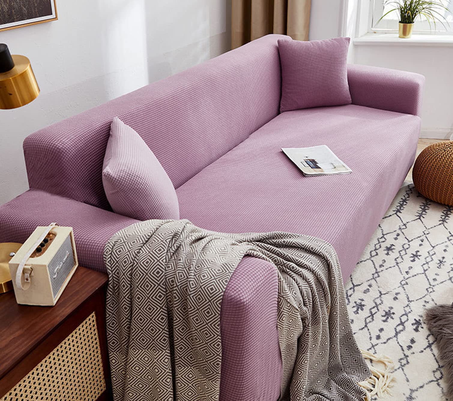 Housse de canapé violet clair pour sublimer votre salon 3 places